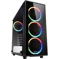 Sharkoon TG4 Midi Tower Sort, Towerkabinet Sort, Midi Tower, PC, Sort, ATX, micro ATX, Mini-ITX, Hærdet glas, Blå, Grøn, Rød