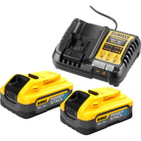 DEWALT Powerstack batteri startkit DCB1104H2, inkl. 2x batteri 18 volt, Sæt Gul/Sort