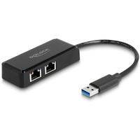 DeLOCK USB Type-A adapter til 2 x Gigabit LAN, Netværkskort 