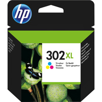 HP Original 302XL-blækpatron med høj kapacitet, trefarvet trefarvet, Høj, Blå, Magenta, Gul, Farvebaseret blæk, 1 stk, 300 Sider