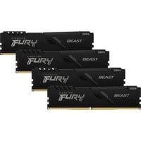 Kingston FURY FURY Beast hukommelsesmodul 32 GB 4 x 8 GB DDR4 3600 Mhz Sort, 32 GB, 4 x 8 GB, DDR4, 3600 Mhz, 288-pin DIMM