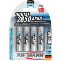 Ansmann 5035092 husholdningsbatteri Nikkel-Metalhydrid (NiMH) Nikkel-Metalhydrid (NiMH), 4 stk, 2850 mAh, Sølv, 14.5 x 50.5