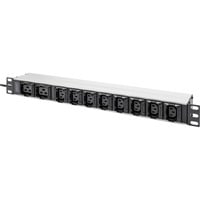 Digitus 19" PDU stikdåse med aluminiumsprofil, 10-vejs, 8x C13, 2x C19, Strømskinne Sort/aluminium