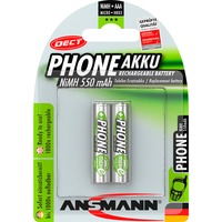 Ansmann 5035523 husholdningsbatteri Nikkel-Metalhydrid (NiMH) Sølv, Nikkel-Metalhydrid (NiMH), 1,2 V, 550 mAh, Grøn, DECT phones