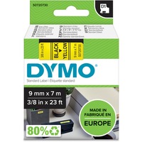 Dymo Originale D1-etiketter | Sort skrift på gul tape | 9 mm x 7 m | Selvklæbende etiketter til LabelManager-mærkningsmaskiner | Fremstillet i Europa Sort på gul, Polyester, Belgien, -18 - 90 °C, DYMO, LabelManager, LabelWriter 450 DUO