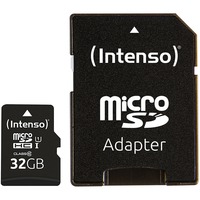 Intenso 3424480 hukommelseskort 32 GB MicroSD UHS-I Klasse 10 Sort, 32 GB, MicroSD, Klasse 10, UHS-I, Class 1 (U1), Temperaturbestandigt, Stødresistent, Vandtæt, Røntgenbestandig