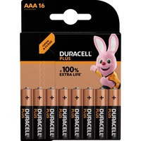 Duracell Plus 100 Engangsbatteri AAA Alkaline Engangsbatteri, AAA, Alkaline, 1,5 V, 16 stk, Flerfarvet