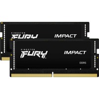 Kingston FURY FURY 32 GB 6000 MT/s DDR5 CL38 SODIMM (sæt med 2) Impact XMP, Hukommelse Sort, 32 GB, 2 x 16 GB, DDR5, 262-pin SO-DIMM, Sort