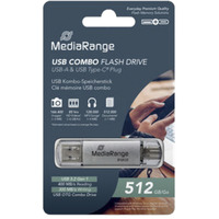 MediaRange Kombi-lagerstick 512 GB, USB-stik Sølv/gennemsigtig