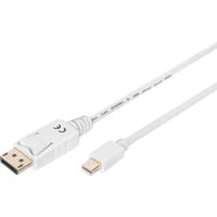 Digitus mini-DisplayPort > DisplayPort tilslutningskabel, Full HD 1080p Hvid