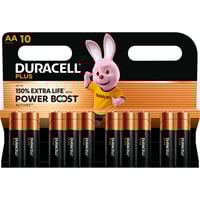 Duracell Plus Engangsbatteri AA Alkaline Engangsbatteri, AA, Alkaline, 1,5 V, 10 stk, Sort, Guld