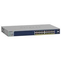 Netgear GS724TPv3 Administreret L2 Gigabit Ethernet (10/100/1000) Strøm over Ethernet (PoE) Grå, Switch Blå, Administreret, L2, Gigabit Ethernet (10/100/1000), Strøm over Ethernet (PoE), Stativ-montering