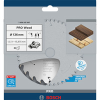 Bosch 2 608 837 667 rundsavklinge 13,6 cm 1 stk Hårdt træ, Blødt træ, 13,6 cm, 1,59 cm, 1 mm, 11000 rpm, 1,5 mm