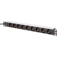 Digitus Stikdåse 19" PDU med aluminiumprofil, 9-vejs, med sikring, Strømskinne Sort/aluminium