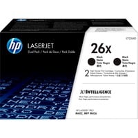 HP Originale 26X LaserJet-tonerpatroner med høj kapacitet, sort, pakke med 2 stk. sort, pakke med 2 stk., 18000 Sider, Sort, 2 stk