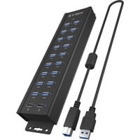 ICY BOX IB-HUB1720-U3 USB 3.2 Gen 1 (3.1 Gen 1) Type-B Sort, USB hub Sort, USB 3.2 Gen 1 (3.1 Gen 1) Type-B, USB 3.2 Gen 1 (3.1 Gen 1) Type-A, Sort, Aluminium, Access, Strøm, 0,8 m