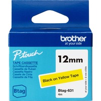 Brother BTAG-631 etiketbånd Sort på gul, Tape Sort på gul, Filippinerne, 5 År, Brother, P-touch PT-N10, PT-N20, PT-N25BT, 1,2 cm