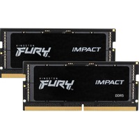 Kingston FURY FURY 64 GB 4800 MT/s DDR5 CL38 SODIMM (sæt med 2) Impact, Hukommelse Sort, 64 GB, 2 x 32 GB, DDR5, 262-pin SO-DIMM