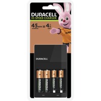 Duracell CEF14 batterioplader Husholdningsbatteri Vekselstrøm Sort, Nikkel-Metalhydrid (NiMH), Overophedning, Kortslutning, Lavspænding, AA, AAA, 4 stk, Batterier inkluderet