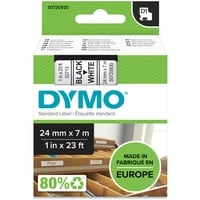 Dymo Ægte D1-etiketter | Sort tekst på hvid | 24 mm x 7 m | Selvklæbende etiketter til LabelManager-etiketprintere, Tape Sort på hvid, Polyester, Belgien, -18 - 90 °C, DYMO, LabelManager, LabelWriter 450 DUO