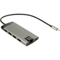 Inter-Tech GDC-802 USB 3.2 Gen 1 (3.1 Gen 1) Type-C 1000 Mbit/s Grå, Docking station USB 3.2 Gen 1 (3.1 Gen 1) Type-C, HDMI, RJ-45, MMC, MicroSD (TransFlash), 1000 Mbit/s, 30 Hz, 3840 x 2160