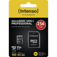 Intenso UHS-I Professional 256 GB microSDXC, Hukommelseskort Sort