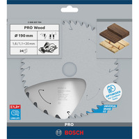 Bosch 2 608 837 704 rundsavklinge 19 cm 1 stk Hårdt træ, Træ, 19 cm, 2 cm, 1,1 mm, 7900 rpm, 1,6 mm