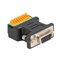 DeLOCK D-Sub 9-pin hun > terminalblokadapter med trykknap Sort