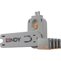 Lindy 40453 portblokering Portblokering + nøgle USB Type-A Orange Acrylonitrilbutadienstyren 5 stk, Beskyttelse mod tyveri Orange, Portblokering + nøgle, USB Type-A, Orange, Acrylonitrilbutadienstyren, 5 stk, Polybag