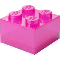 Room Copenhagen LEGO Opbevaringsklods 4 Toplåg Glitter, Opbevaringsboks Pink/gennemsigtig