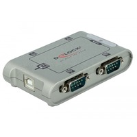 DeLOCK 4 Port USB 2.0 Serial Hub Sølv, Adapter Sølv, Sølv, Windows 2000/XP/Server 2003/Vista, USB 2.0, Serial
