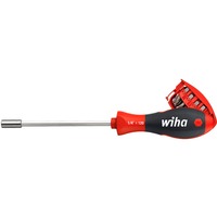 Wiha Skruetrækker 1/4", med bitmagasin, magnetisk Sort/Rød