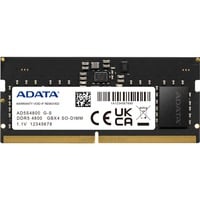 ADATA AD5S48008G-S hukommelsesmodul 8 GB 1 x 8 GB DDR5 4800 Mhz Fejlkorrigerende kode Sort, 8 GB, 1 x 8 GB, DDR5, 4800 Mhz, 262-pin SO-DIMM