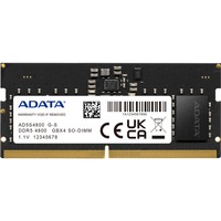 ADATA Premier hukommelsesmodul 8 GB 1 x 8 GB DDR5 262-pin SO-DIMM Fejlkorrigerende kode Sort, 8 GB, 1 x 8 GB, DDR5, 4800 MHz, 262-pin SO-DIMM