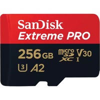 SanDisk Extreme PRO 256 GB MicroSDXC UHS-I Klasse 10, Hukommelseskort 256 GB, MicroSDXC, Klasse 10, UHS-I, 200 MB/s, 140 MB/s