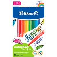 Pelikan Colorella Brushpen fineliner Flerfarvet 10 stk Flerfarvet, Rund, Displayboks, 10 stk