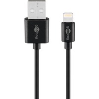 goobay 63523 Lightning kabel 1 m Sort Sort, 1 m, Lightning, USB A, Hanstik, Hanstik, Sort