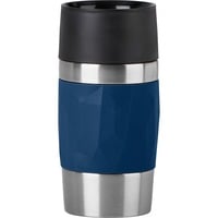 Emsa Travel Mug Compact 300 ml Blå, Rustfrit stål, Thermo mug mørkeblå/rustfrit stål, Blå, Rustfrit stål, Silikone, Rustfrit stål, Polypropylen (PP), Kaffe, Te, 300 ml, 7,2 cm