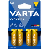 Varta 04106 Engangsbatteri AA Alkaline Engangsbatteri, AA, Alkaline, 1,5 V, 4 stk, Guld, Gul