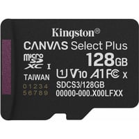 Kingston 128 GB micSDXC Canvas Select Plus Gen3 150R A1, enkelt pakke uden ADP, Hukommelseskort Sort, enkelt pakke uden ADP, 128 GB, MicroSDXC, Klasse 10, UHS-I, 150 MB/s, Class 1 (U1)