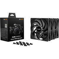 be quiet! Pure Wings 3 120 mm PWM high-speed Triple Pack Computerkabinet Ventilator 12 cm Sort 3 stk, Sag fan Sort, Ventilator, 12 cm, 2100 rpm, 101,2 m³/t, Sort