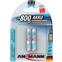 Ansmann 800 mAh - Micro / AAA / HR03 Nikkel-Metalhydrid (NiMH), Batteri Sølv, AAA, Nikkel-Metalhydrid (NiMH), 1,2 V, 800 mAh, 10.5 x 44.5