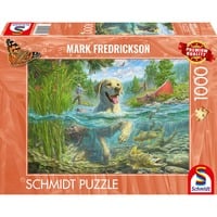 Schmidt Spiele Mark Fredrickson: Hundekærlighed - gul Labrador på fiskeri, Puslespil 