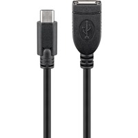 goobay 55470 USB-kabel 0,2 m USB 2.0 USB C USB A Sort, Forlængerledning Sort, 0,2 m, USB C, USB A, USB 2.0, 480 Mbit/s, Sort