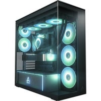 ARCTIC Xtender Black (Mirror Glass) Midi Tower Sort, Towerkabinet Sort, Midi Tower, PC, Sort, EATX, Metal, Hærdet glas, Spil