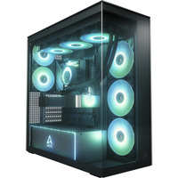 ARCTIC Xtender (Mirror Black) Midi Tower Sort, Towerkabinet Sort, Midi Tower, PC, Sort, EATX, Metal, Hærdet glas, Spil