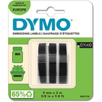 Dymo Original Prægeetiketbånd | 9 mm x 3 m ruller | Hvid tekst på sort | Selvklæbende | til prægeetiketmaskiner | 3 stk., Tape Belgien, 3 m, 3 stk, 89 mm, 105 mm, 50 mm