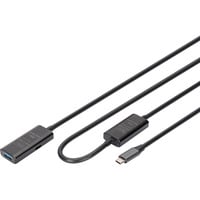 Digitus Aktivt USB 3.2 Gen 1 forlængerledning, USB-C stik > USB-A stik Sort