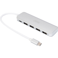 Digitus USB Type-C™ 4-port hub (USB 3.0) + PD, USB hub Sølv