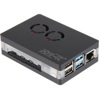 Joy-IT RB-CASEP4+03B til Raspberry Pi 4 B, Boliger Sort/gennemsigtig